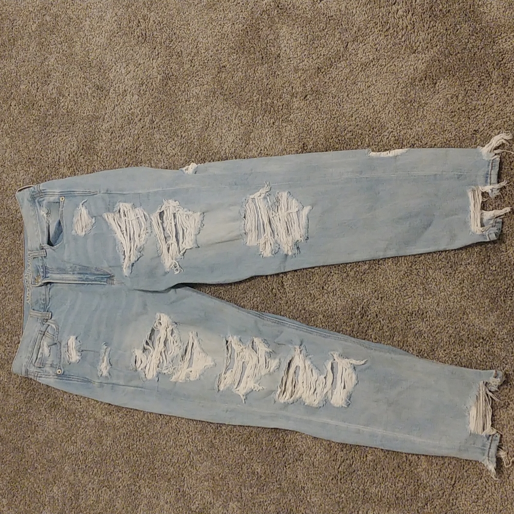 AE Distressed Mom Jeans